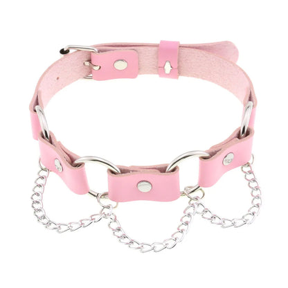 Pink Spike Rivet Choker – Gothic Punk Statement