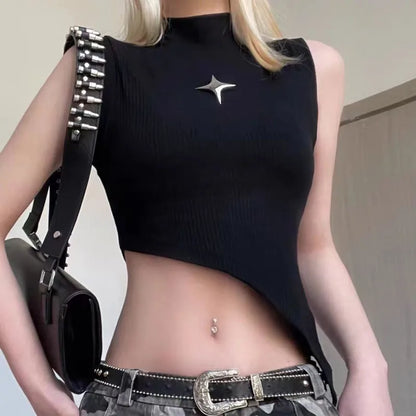 PULSE Knit Crop — Asym High-Neck