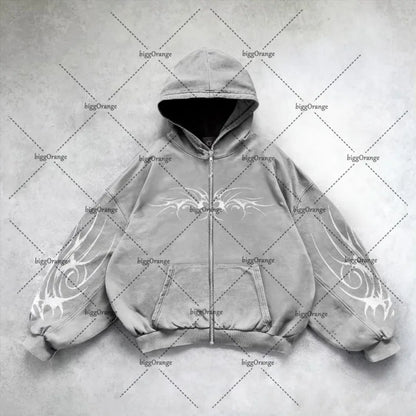URBANO//Y2K Punk Zip-Up Hoodie – Retro Harajuku Streetwear