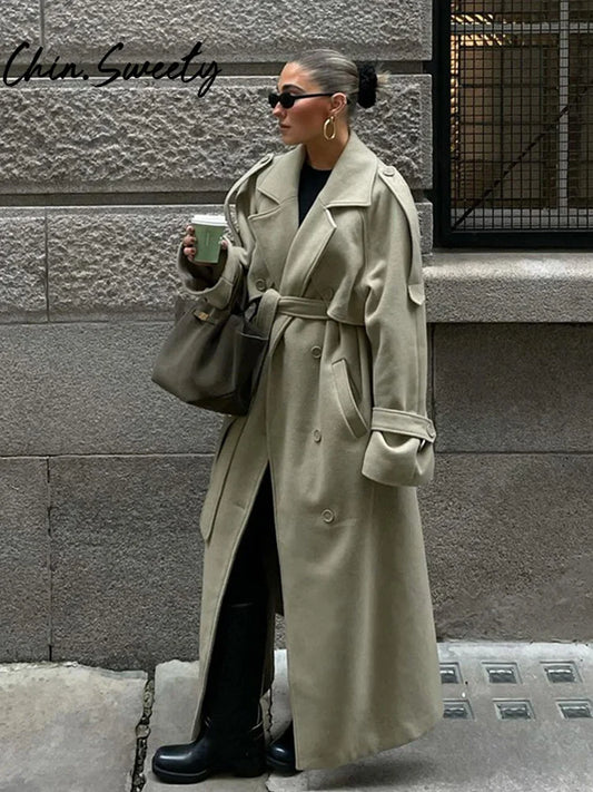 Midnight Trench Double-Breasted Coat