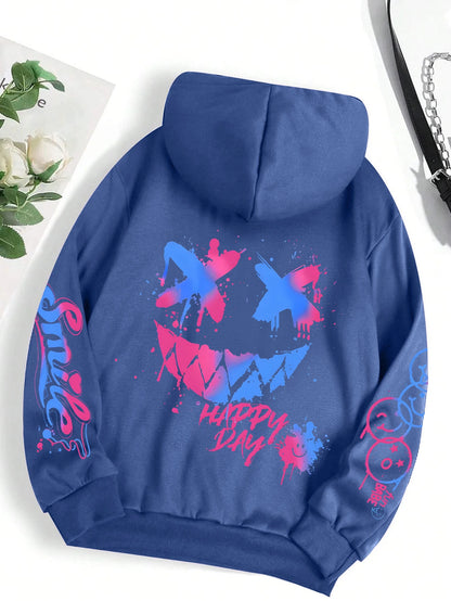 HAPPY//DAY Graffiti Hoodie – Women's Vintage Hip Hop Streetwear