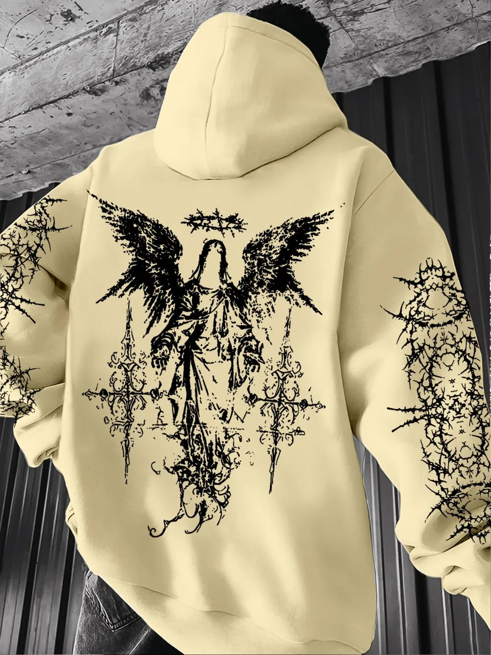 ANGEL//FALL Gothic Hoodie – Men’s Darkwear Street Layer for Autumn & Winter