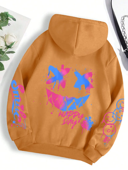 HAPPY//DAY Graffiti Hoodie – Women's Vintage Hip Hop Streetwear