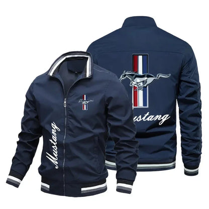 "UrbanVibe" Men’s Statement Coat – Large Logo, Detachable Hood, Loose Spring Outerwear