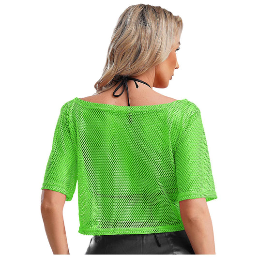 NeonPulse Mesh Crop Top