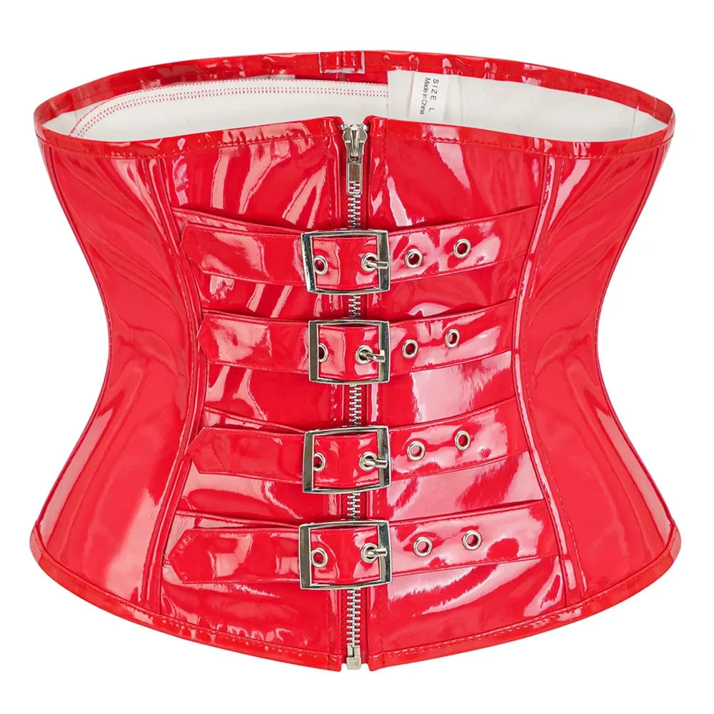 SteamGoth™ Steampunk Underbust PVC Leather Corset