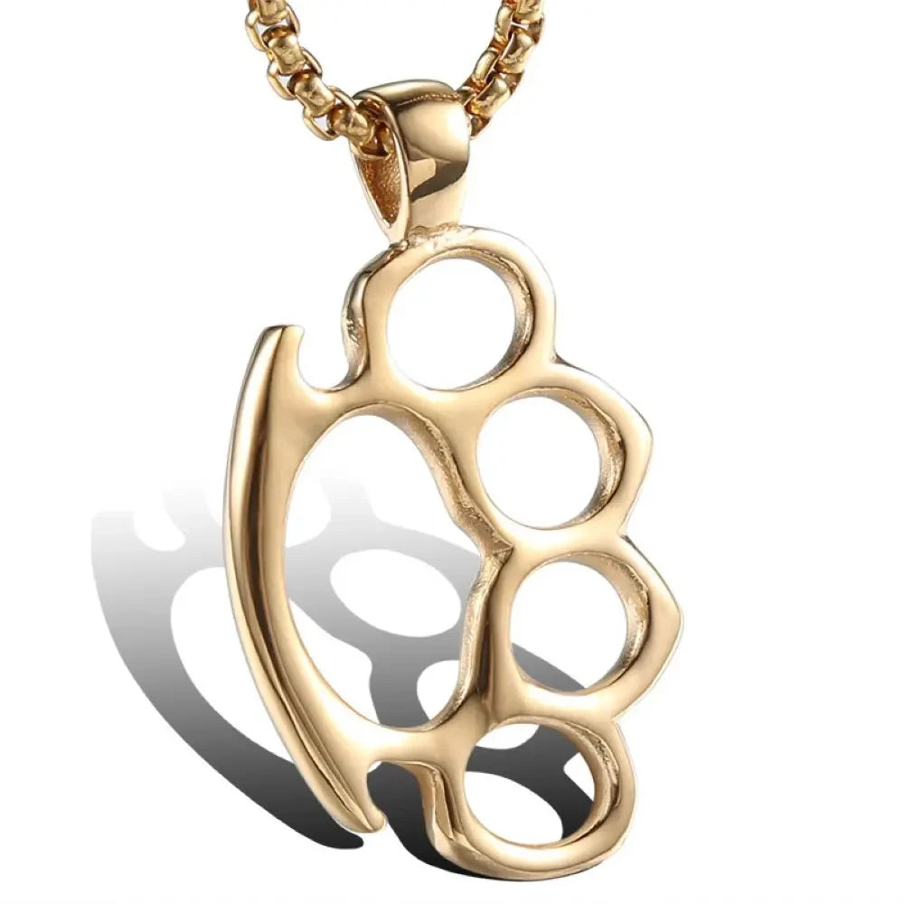 Grenade Flux – Double-Tone Punk Pendant Necklace