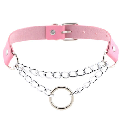 Pink Spike Rivet Choker – Gothic Punk Statement
