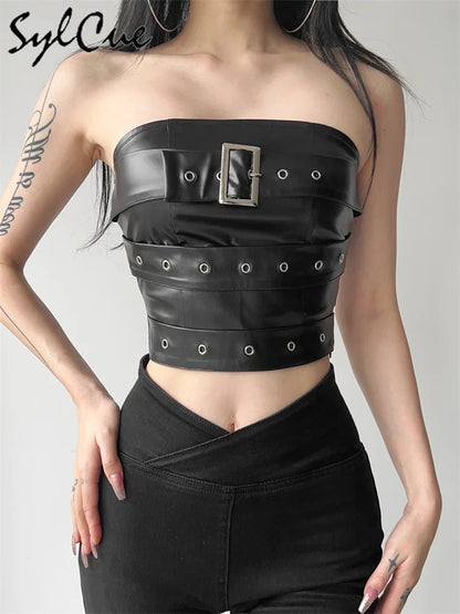 ShadowCore Wrap Vest – Matte Black Chest Belt Crop for Bold Looks