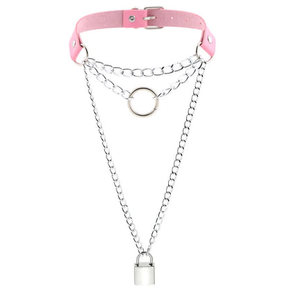 Pink Spike Rivet Choker – Gothic Punk Statement