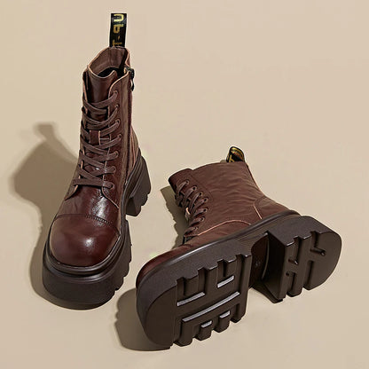"RebelRider" Women’s Retro Boots – Thick Heels, Microfiber Leather, Vintage Vibes