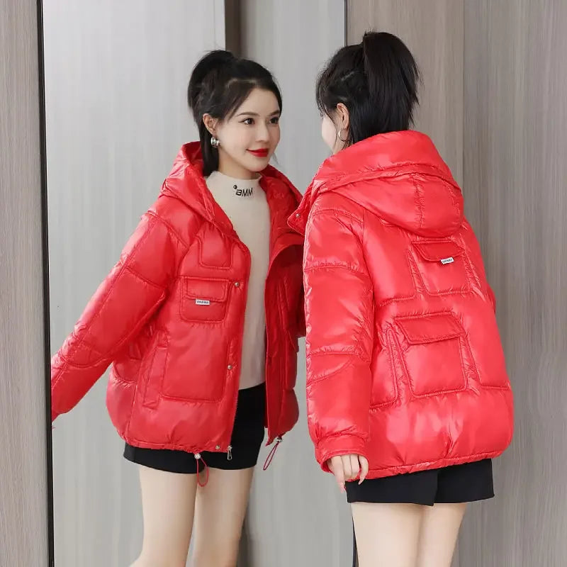 Neon Pulse Puffer Coat