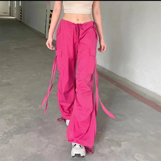 Signal Drop – High-Waist Red Cargo Joggers