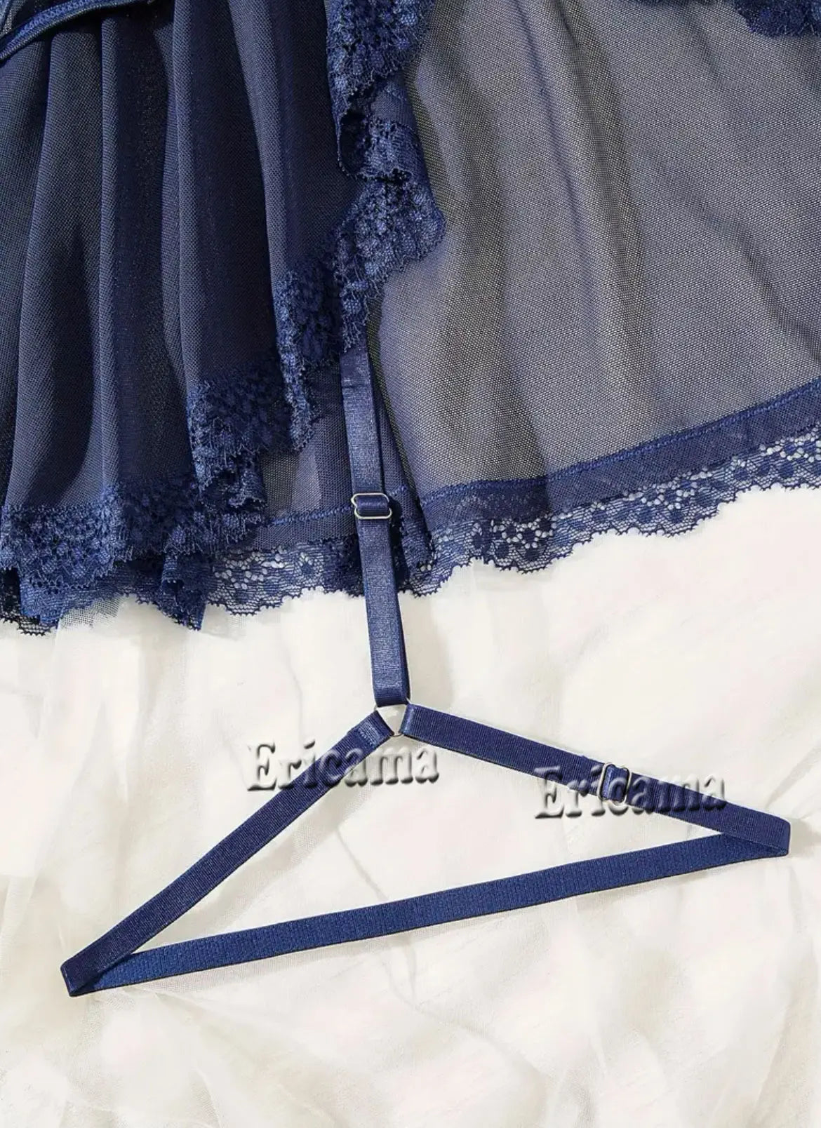 LUSTRA Sheer Lace Bra, Panty & Garter Set