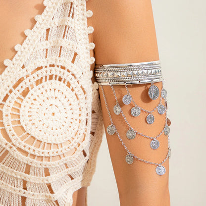 GoldenTribe Armlet – Festival Cuff with Coins & Leaf Tassels