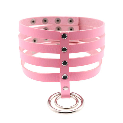 Pink Spike Rivet Choker – Gothic Punk Statement