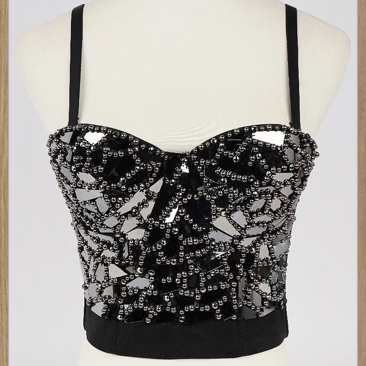 GoldenGlam™ Steampunk Beaded Sequin Corset Bralette