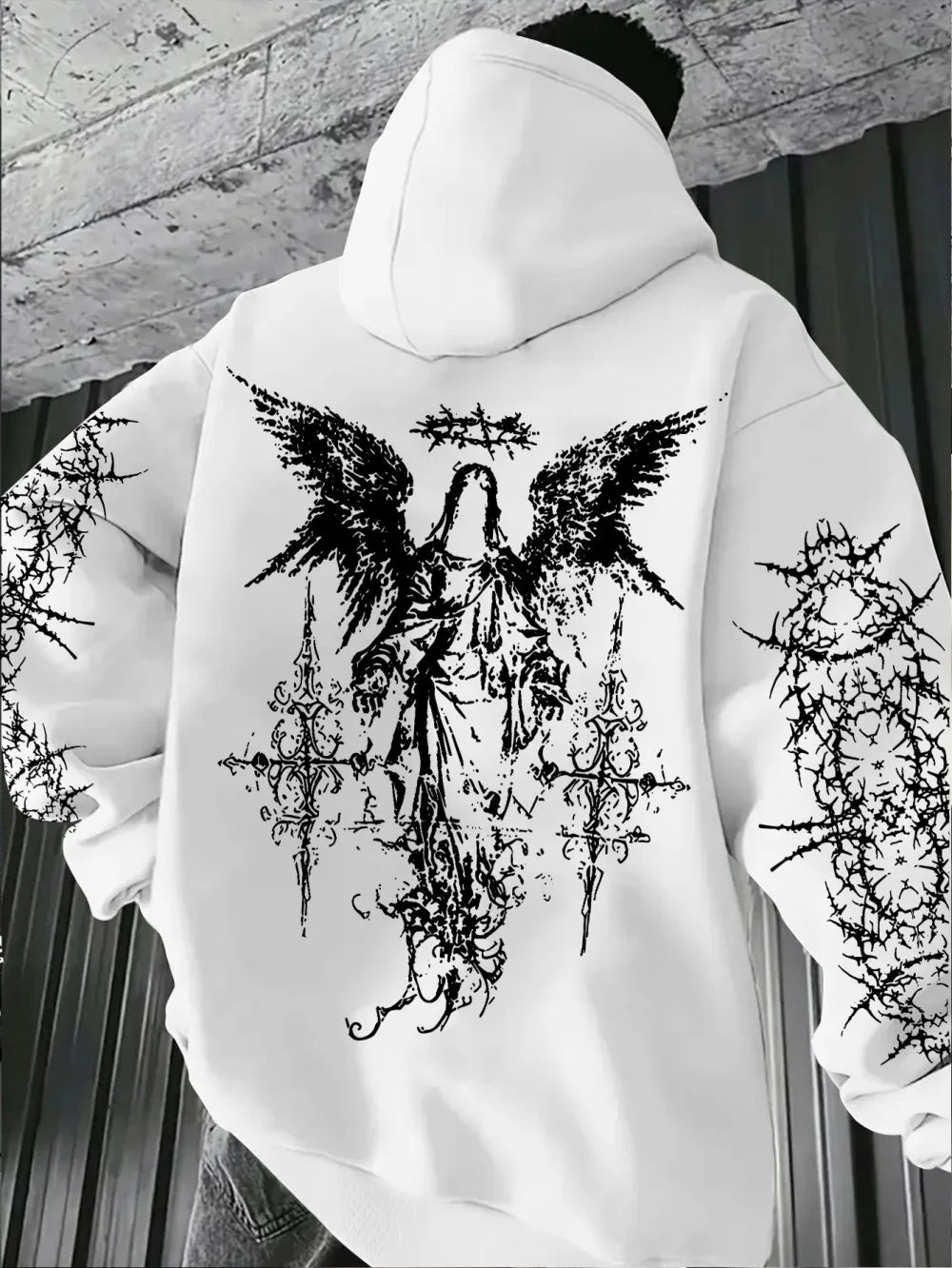 ANGEL//FALL Gothic Hoodie – Men’s Darkwear Street Layer for Autumn & Winter