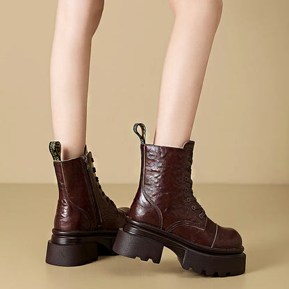 "RebelRider" Women’s Retro Boots – Thick Heels, Microfiber Leather, Vintage Vibes