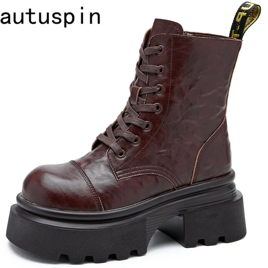 "RebelRider" Women’s Retro Boots – Thick Heels, Microfiber Leather, Vintage Vibes