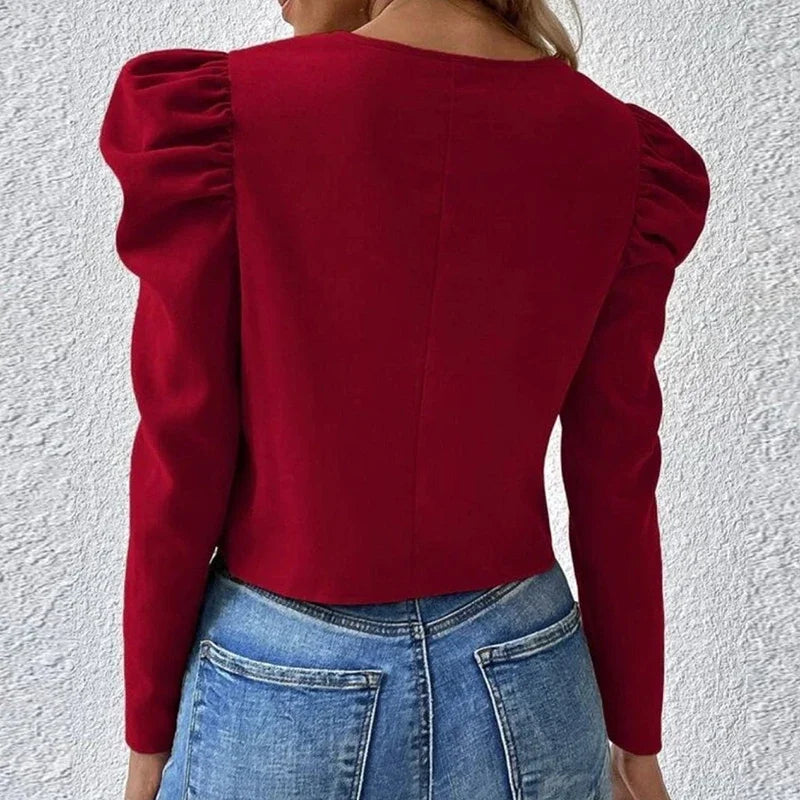 Noir Orbit Puff-Sleeve Jacket