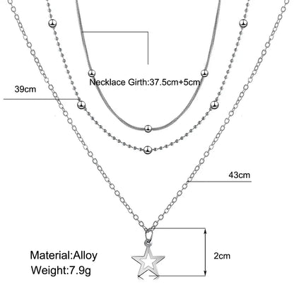 Celestial Drift – Multilayer Star & Moon Necklace Set