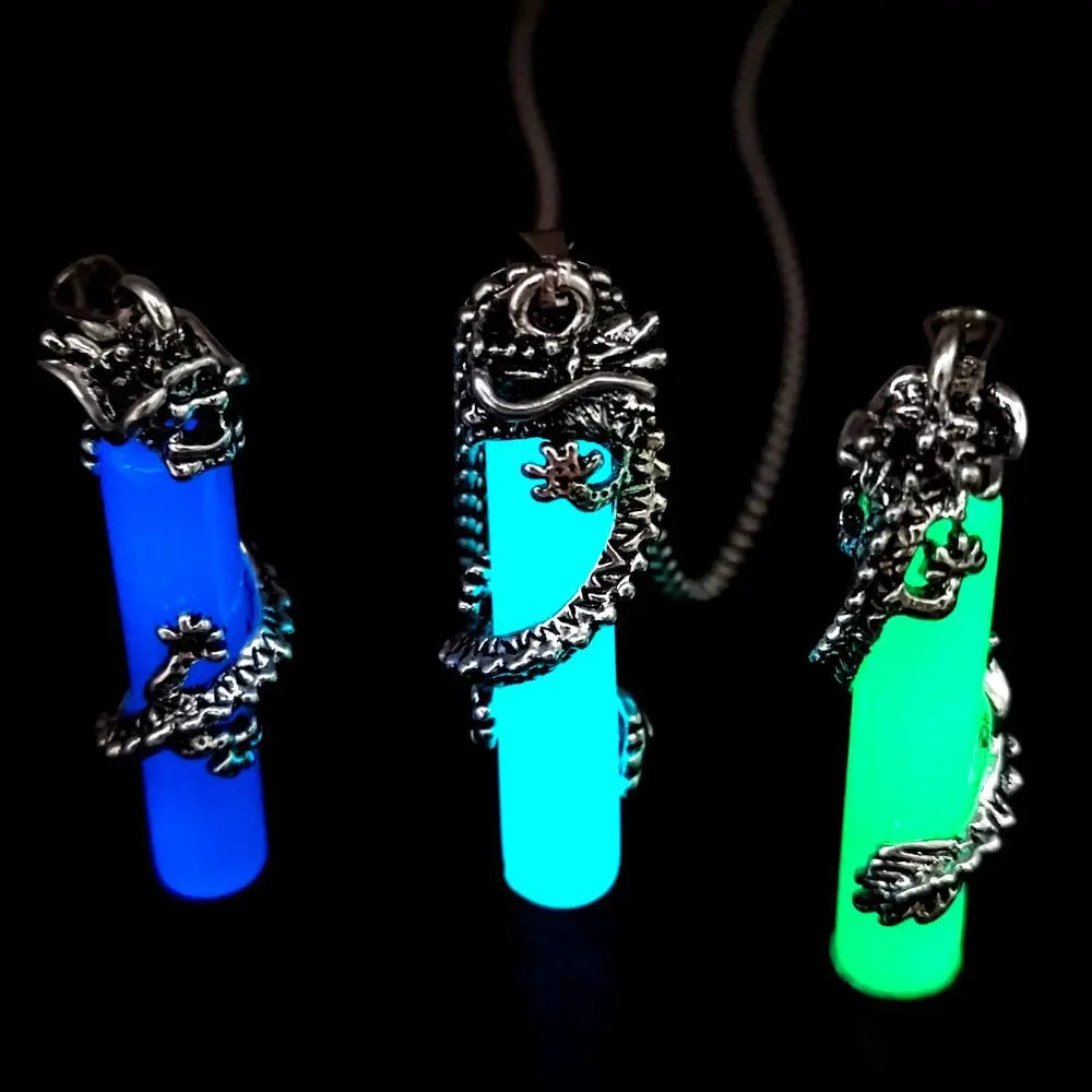 Drakon Core – Luminous Glow-in-the-Dark Pendant Necklace