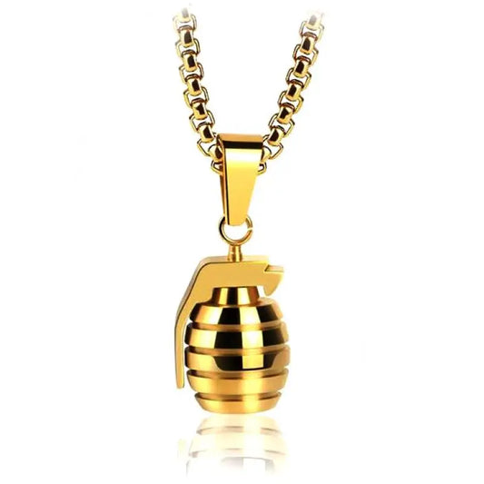 Grenade Flux – Double-Tone Punk Pendant Necklace