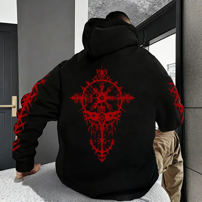 RAVENWAR//VIKING Mythos Hoodie – Nordic Cyberpunk Streetwear