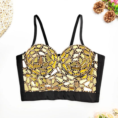 GoldenGlam™ Steampunk Beaded Sequin Corset Bralette