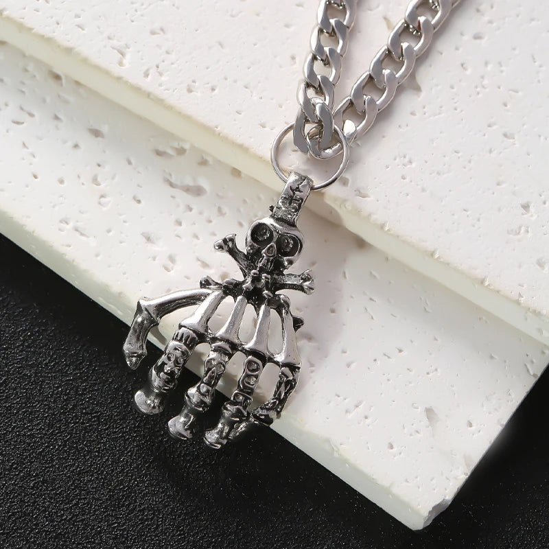 Bone Crypt – Gothic Skull Pendant Necklace Unisex