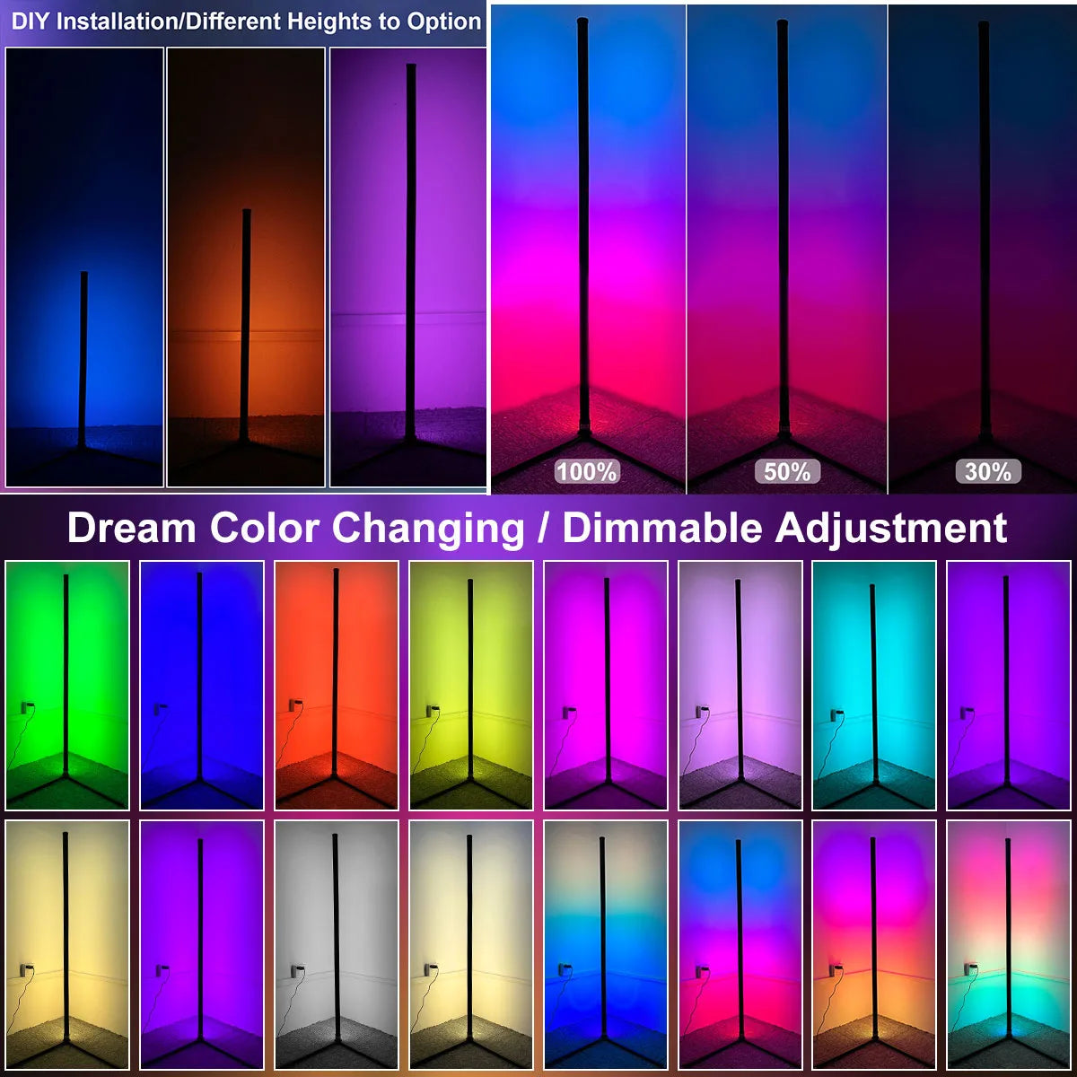 Cyberdelika Tuya Smart RGB Corner Floor Lamp – 160cm Alexa Vibe Light
