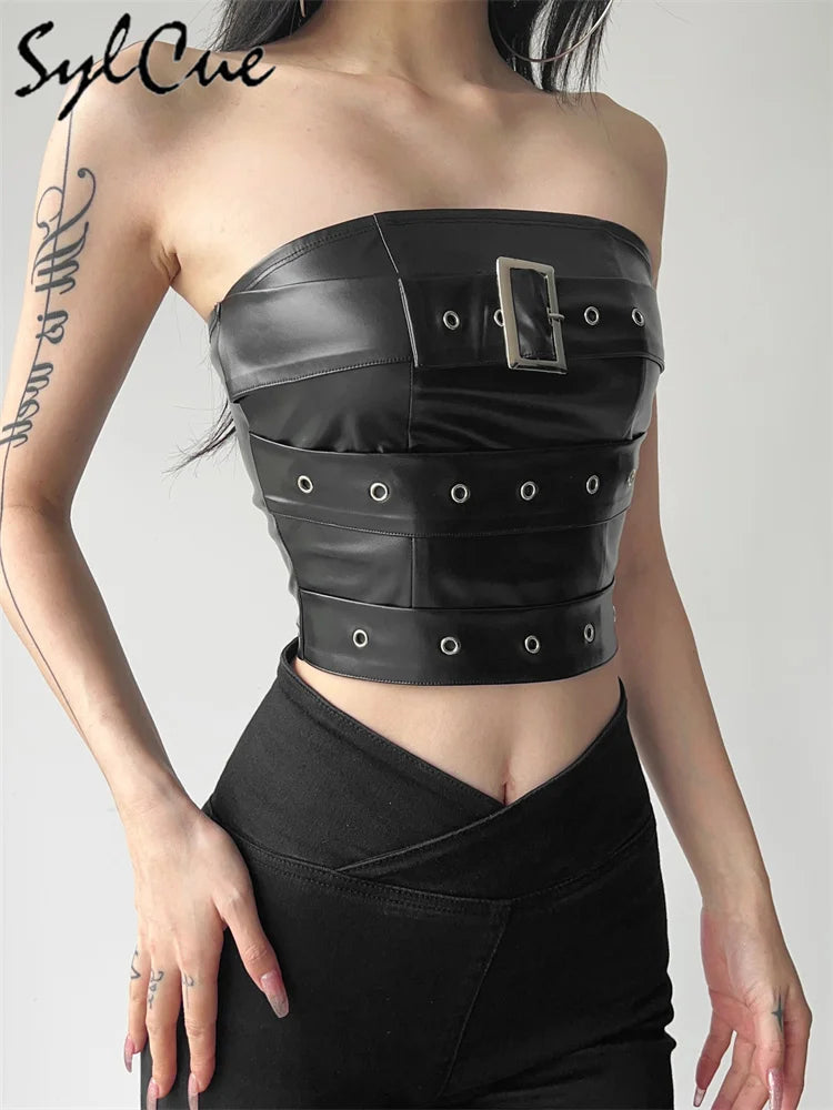 ShadowCore Wrap Vest – Matte Black Chest Belt Crop for Bold Looks