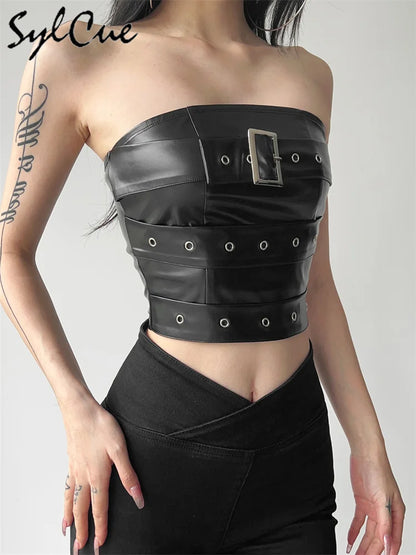 ShadowCore Wrap Vest – Matte Black Chest Belt Crop for Bold Looks