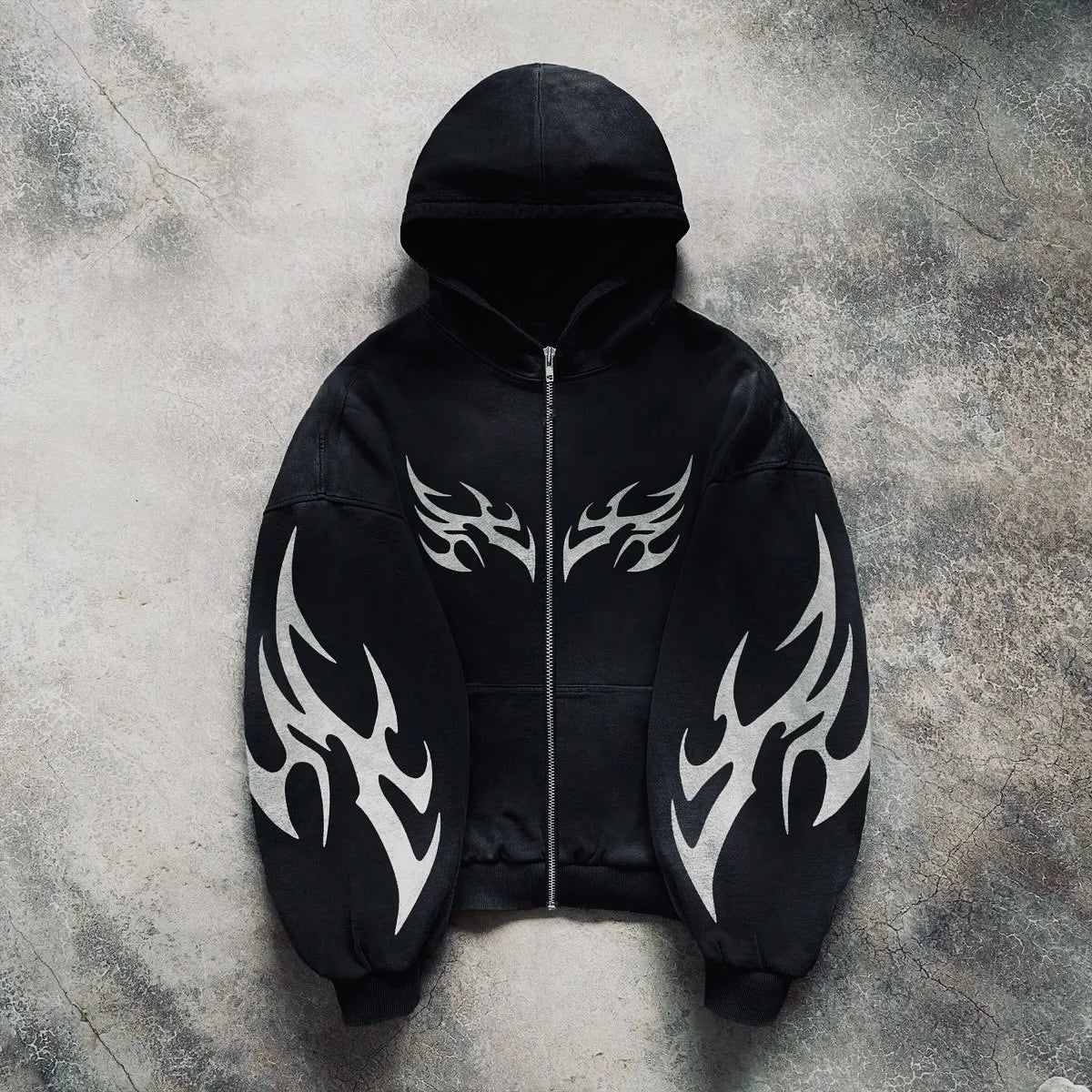 URBANO//Y2K Punk Zip-Up Hoodie – Retro Harajuku Streetwear