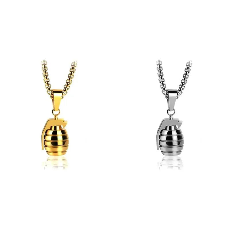 Grenade Flux – Double-Tone Punk Pendant Necklace