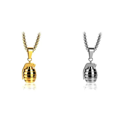 Grenade Flux – Double-Tone Punk Pendant Necklace