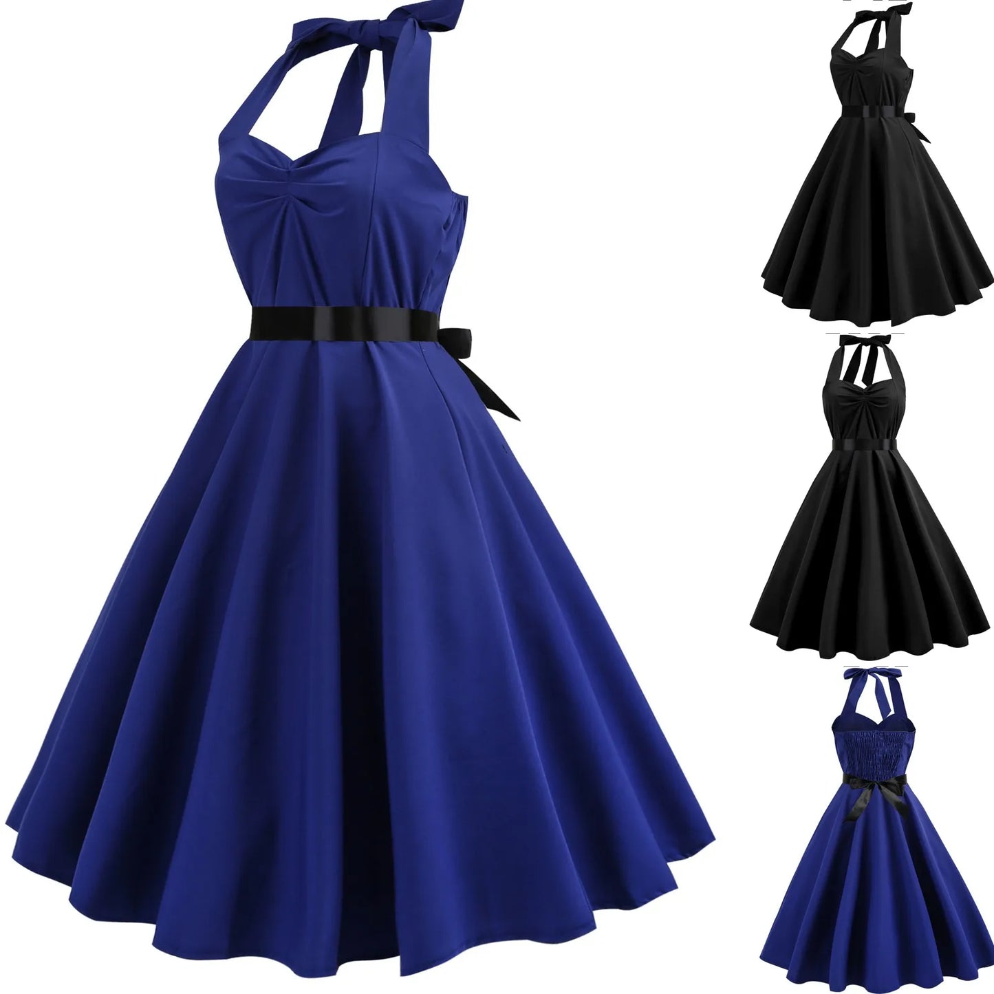 RetroVibe Halter Party Dress