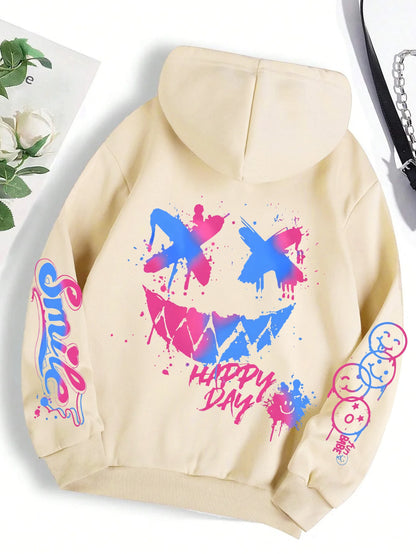 HAPPY//DAY Graffiti Hoodie – Women's Vintage Hip Hop Streetwear