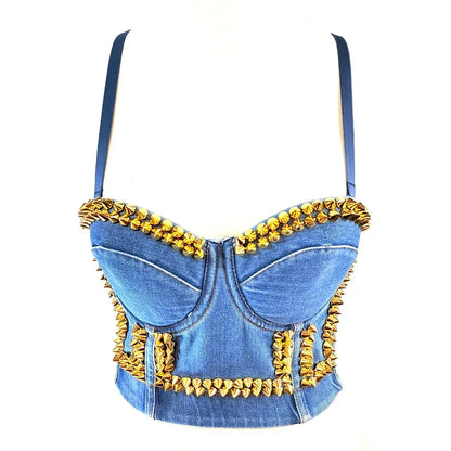 DiamondShine™ Y2K Sequin Push-Up Crop Top