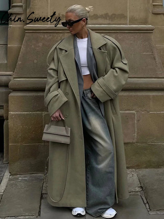 Midnight Trench Double-Breasted Coat