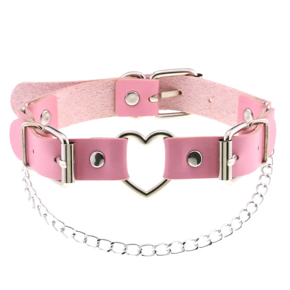 Pink Spike Rivet Choker – Gothic Punk Statement