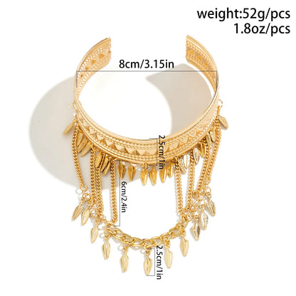 GoldenTribe Armlet – Festival Cuff with Coins & Leaf Tassels