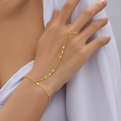 HeartLock Hand Harness – Gold Chain Ring Bracelet with Bold Elegance