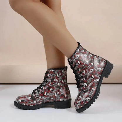 Shadow Skull Ankle Boots