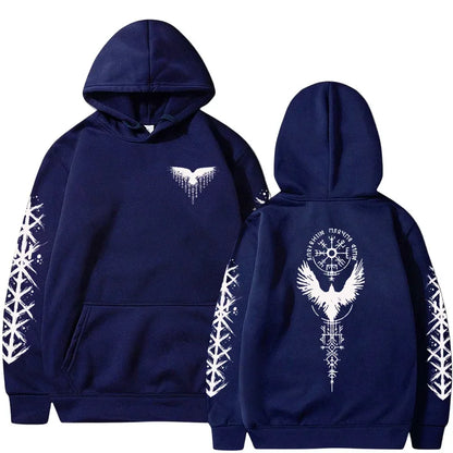 VÆRTEX//Y2K Viking Raven Hoodie – Urban Winter Streetwear