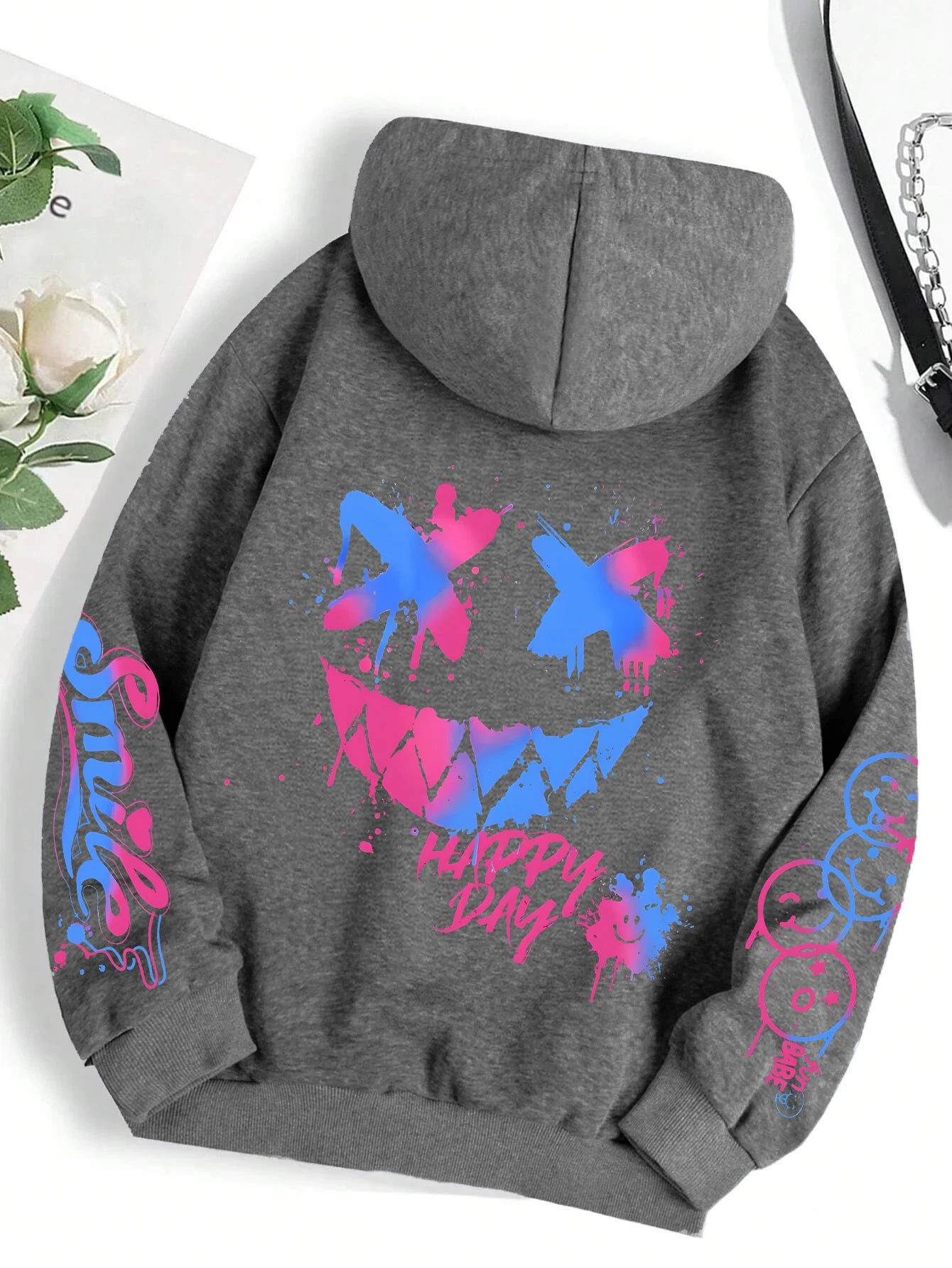 HAPPY//DAY Graffiti Hoodie – Women's Vintage Hip Hop Streetwear