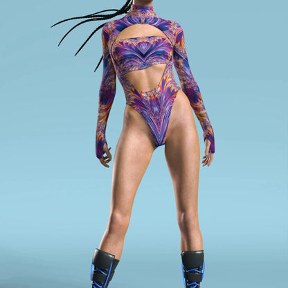 NEON SHADOWS//GOTH Jumpsuit – Cyberpunk Gothic Colorful Party Bodysuit