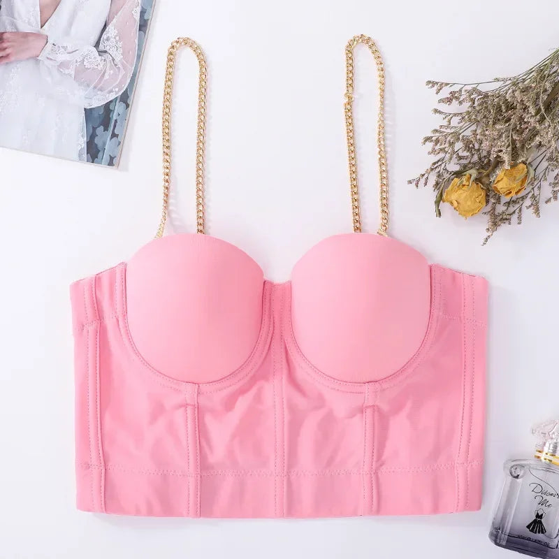 DiamondShine™ Y2K Sequin Push-Up Crop Top