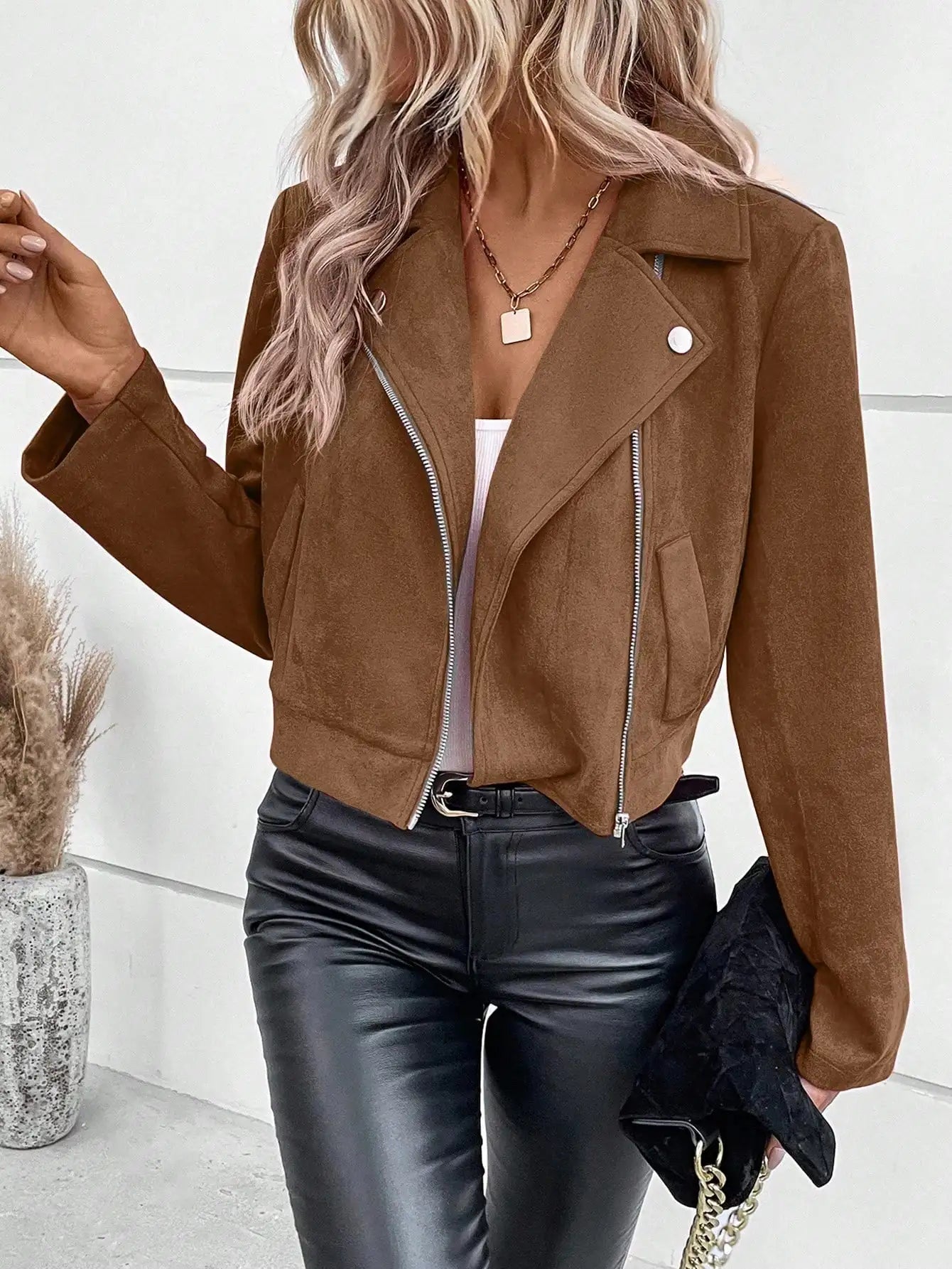 Women’s Jacket — Solid, Turn-Down Collar, Long Sleeve, Autumn/Winter